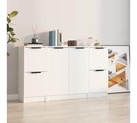 YunCangg Lot de 3 buffets en bois blanc avec beaucoup d'espace de rangement, 2 petits 30 x 30 x 70 cm, 1 grand 60 x 30 x 70 cm, multifonctionnels comme meubles de cuisine, commode de salon, facile