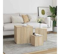 YunCangg Lot de 3 tables d'appoint en chêne Sonoma avec 3 tailles différentes comme table basse, table de chevet, table de téléphone pour salon, chambre à coucher, couloir, balcon, étagère et espace