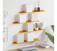 YunCangg Lot de 4 étagères flottantes, jaune moutarde, 60 x 9 x 2,5 cm, montage mural, en acier robuste, peu encombrantes pour salon et chambre à coucher, design moderne