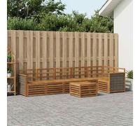 YunCangg Lot de 6 canapés d'angle en bois d'acacia massif naturel - Ensemble complet pour jardin, terrasse, balcon - Design à lattes et accoudoirs pratiques pour se détendre et s'asseoir