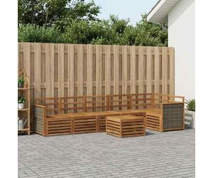 YunCangg Lot de 6 canapés d'angle en bois d'acacia massif naturel - Ensemble complet pour jardin, terrasse, balcon - Design à lattes et accoudoirs pratiques pour se détendre et s'asseoir