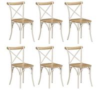 YunCangg Lot de 6 chaises de salle à manger en bois massif de manguier blanc avec cadre en acier, rembourrées ergonomiques, design rétro, empilables, faciles d'entretien, assise confortable pour