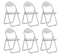 YunCangg Lot de 6 chaises de salle à manger pliantes, blanches, avec revêtement en cuir synthétique, cadre en acier, 44 x 43 x 80,5 cm, empilables, faciles à transporter, pour cuisine, salle à manger