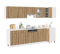 YunCangg Lyon Ensemble de 11 meubles de cuisine en chêne artisanal, 80 x 46 x 81,5 cm, avec pieds réglables, grand espace de rangement, pour la cuisine