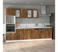 YunCangg Lyon Meuble de cuisine en bois avec portes Chêne fumé 60 x 46 x 81,5 cm Grand espace de rangement