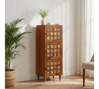 YunCangg Meuble haut avec porte, couleur noyer, 40 x 33 x 110 cm, bois massif de mangue, rangement multimédia, buffet avec espace de rangement, meuble TV, étagère pour salon et home cinéma, rack hi-fi