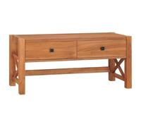 YunCangg Meuble TV 100 x 40 x 45 cm en teck massif, design rustique, support TV robuste avec 2 tiroirs, centre de divertissement pour le salon, durable
