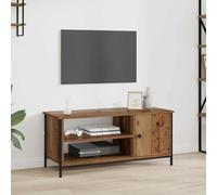 YunCangg Meuble TV aspect bois vieilli 100 x 40 x 45 cm, avec porte et étagères, pour salon, chambre à coucher, centre de divertissement moderne