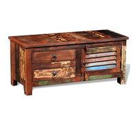 YunCangg Meuble TV en bois vieilli massif - 90 x 38 x 40 cm - Fabriqué à la main - Multicolore - Style vintage pour salon, chambre à coucher - Rangement multimédia