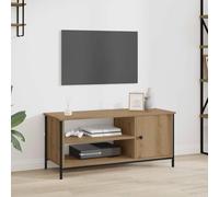 YunCangg Meuble TV en chêne artisanal, 100 x 40 x 45 cm, en bois dérivé du bois, avec 1 porte et 2 étagères, meuble TV moderne pour salon, meuble TV bas stable avec pieds en acier