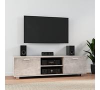 YunCangg Meuble TV gris béton - 140 x 40,5 x 35 cm - En matériau dérivé du bois - 4 compartiments - Design robuste - Pour salon, home cinéma