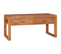 YunCangg Meuble TV rustique 100 x 40 x 45 cm en bois de teck avec 2 tiroirs, table TV en bois massif pour salon, durable et facile d'entretien