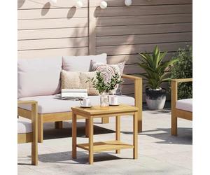 YunCangg Oli-Natur Table d'appoint en bois d'acacia massif 50 x 35 x 45 cm avec étagère, résistante aux intempéries pour l'intérieur et l'extérieur, table basse polyvalente avec espace de rangement