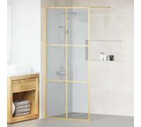 YunCangg Paroi de douche Walk-in en verre trempé 90 x 195 cm avec profil doré réglable - Pare-douche anti-éclaboussures pour baignoire et salle de bain - Sans barrière