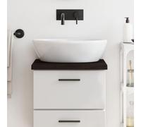 YunCangg Plateau de lavabo en chêne massif marron foncé 40 x 30 x (2-4) cm avec bord naturel, surface traitée, polyvalent comme plan de travail de cuisine, plan d'établi, montage et rénovation
