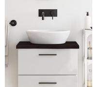 YunCangg Plateau de lavabo marron foncé en chêne massif 60 x 60 x (2-4) cm avec bord naturel, surface traitée, polyvalent comme plan de travail de cuisine, plan d'établi