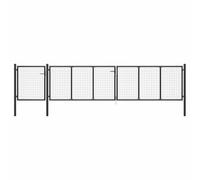 YunCangg Portail de jardin en acier - 500 x 125 cm - Anthracite - Avec fil de maille, serrure, poteaux et clés, portail de cour pour terrain, entrée, terrasse, entrée sûre, délimitation durable