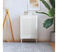 YunCangg Porte d'armoire, design à lamelles, blanc, 69 x 49,4 cm, en bois massif de pin, porte de meuble de rechange pour cuisine, salle de bain, couloir, salon, penderie, montage, rénovation