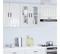 YunCangg Porto Armoire murale de cuisine avec porte en verre, blanc brillant, 60 x 31 x 60 cm, montage mural, pour cuisine et salle à manger, rangement peu encombrant