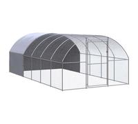 YunCangg Poulailler d'extérieur 3 x 6 x 2 m en acier galvanisé avec toit en polyéthylène imperméable, cage pour petits animaux pour poules, lapins, cochons d'Inde, enclos sûrs, clapier avec grille et