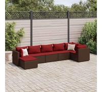 YunCangg Salon de jardin 7 pièces avec coussins marron poly rotin tressé résistant aux intempéries pour terrasse, balcon, jardin, avec canapé, fauteuil, repose-pieds, meubles d'extérieur peu