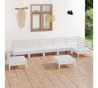 YunCangg Salon de jardin 8 pièces en pin massif blanc avec 3 canapés d'angle, 4 canapés centraux, 1 tabouret, résistant aux intempéries, modulaire, idéal pour terrasse, balcon, jardin, véranda