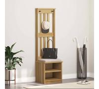 YunCangg SANDNES Porte-manteau en pin massif 45 x 40 x 159,5 cm avec espace de rangement, banc, étagères et crochets pour couloir, entrée, salon pour un rangement pratique
