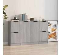 YunCangg Sideboards Lot de 3 meubles de cuisine en bois sonoma gris avec espace de rangement, armoire de salon, buffet avec étagère, rangement de cuisine, armoires d'appoint, multifonction et facile