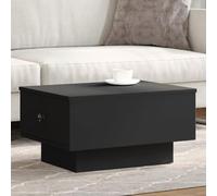 YunCangg Table basse noire en bois 60 x 45 x 31 cm avec espace de rangement et tiroir, table d'appoint pour salon et bureau, design robuste avec bouton en métal et surface de rangement