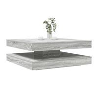 YunCangg Table basse pivotante à 360 degrés - Gris Sonoma - 90 x 90 x 34,5 cm - Avec espace de rangement - Niveau inférieur et table de salon moderne pour canapé, salon, bureau