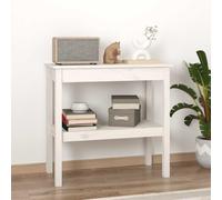 YunCangg Table console blanche en pin massif 80 x 40 x 75 cm avec étagère, espace de rangement pour couloir, salon, chambre à coucher, bureau et balcon