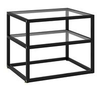 YunCangg Table console transparente en verre trempé et acier revêtu par pulvérisation - 50 x 40 x 40 cm - Table d'appoint avec étagère pour salon, chambre à coucher, bureau, couloir et balcon