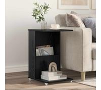 YunCangg Table d'appoint avec roues, aspect chêne, noir, 40 x 35 x 60 cm, 1 pièce, pour salon, chambre à coucher, bureau, étagère mobile flexible et espace de rangement