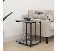 YunCangg Table d'appoint avec roulettes - Gris Sonoma - 50 x 35 x 55,5 cm - En forme de C - Etagère de rangement pour salon, chambre à coucher, bureau, canapé, lit