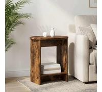 YunCangg Table d'appoint en chêne fumé - 50 x 39,5 x 55 cm - Table basse avec étagère - Table de rangement pour salon, chambre à coucher, bureau, canapé, lit
