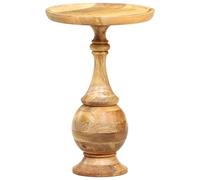 YunCangg Table d'appoint ronde en bois massif de manguier 43 x 43 x 66 cm avec base sphérique, polyvalente comme table basse, table de chevet, table basse pour salon, bureau, balcon, couloir et