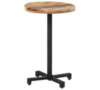 YunCangg Table de bistro ronde Ø 50 x 75 cm en bois massif vieilli avec structure en fer, table en bois stable pour salle à manger, cuisine, salon, peu encombrante et moderne, design unique en bois