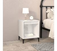 YunCangg Table de chevet blanc brillant 40 x 35 x 50 cm en bois avec beaucoup d'espace de rangement Petite table d'appoint stable pour chambre à coucher Décoration et étagère pratique