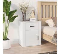 YunCangg Table de chevet en bois blanc 50 x 36 x 60 cm avec tiroir et compartiment, petite table d'appoint pour chambre à coucher, table de chevet stable, butée de porte flexible, idéale comme table