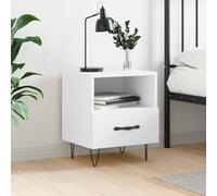 YunCangg Table de chevet en bois blanc avec pieds en métal 40 x 35 x 47,5 cm, petite table d'appoint pour chambre à coucher avec tiroir et compartiment pour rangement et décoration