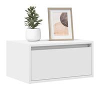 YunCangg Table de chevet murale avec lumières LED - En bois - Blanc - 51 x 35,5 x 25 cm - Flottante - Alimentation USB - Pour chambre à coucher, salon