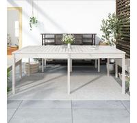 YunCangg Table de jardin blanche en pin massif - 203,5 x 100 x 76 cm - Stable et robuste - Pour balcon, terrasse, extérieur, camping, pique-nique, véranda