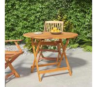 YunCangg Table de jardin pliante en bois d'acacia massif Ø 90 x 75 cm, résistante aux intempéries, stable, peu encombrante, idéale pour balcon, terrasse, extérieur, camping, pique-nique, véranda