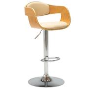 YunCangg Tabouret de bar crème avec cadre en bois de buisson et housse en cuir synthétique réglable en hauteur pivotant avec repose-pieds pour cuisine, comptoir, salle à manger, salon, bistro et table
