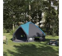 YunCangg Tente Teepee pour 6 personnes en polyester 185T, bleu et gris, 431 x 366 x 185 cm, avec ventilation, imperméable, résistante aux UV, avec barres, tendeurs et sac de transport pour camping et