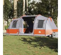 YunCangg Tente tunnel pour 4 personnes, gris et orange, tente de camping imperméable avec 2 cabines de couchage, 3 entrées, connexion E, 472 x 245 x 192 cm, tente d'extérieur légère pour randonnée