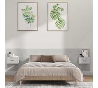 YunCangg Tête de lit avec tables de chevet, gris béton, matériau en bois, montage mural, chambre à coucher, espace de rangement, 200 x 80 cm, lit double, simple, accessoire de lit, dossier, coussin de