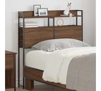 YunCangg Tête de lit de rangement aspect chêne marron en bois avec compartiment de rangement et bandes lumineuses LED, cadre en acier, 15 x 75 x 98 cm, pour chambre à coucher, lit double, lit simple