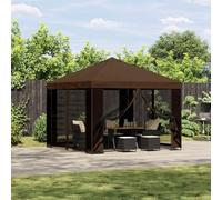 YunCangg Tonnelle de jardin - 3 x 3 m - Avec structure de toit imperméable et 4 panneaux latéraux - Tente de jardin marron comme distributeur d'ombre pour terrasse, balcon, fête, camping, barbecue