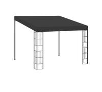 YunCangg Tonnelle murale 3 x 3 m - Tissu anthracite avec revêtement PA - Cadre en acier - Imperméable - Comme distributeur d'ombre pour jardin, terrasse, balcon, idéal pour fête, barbecue, camping